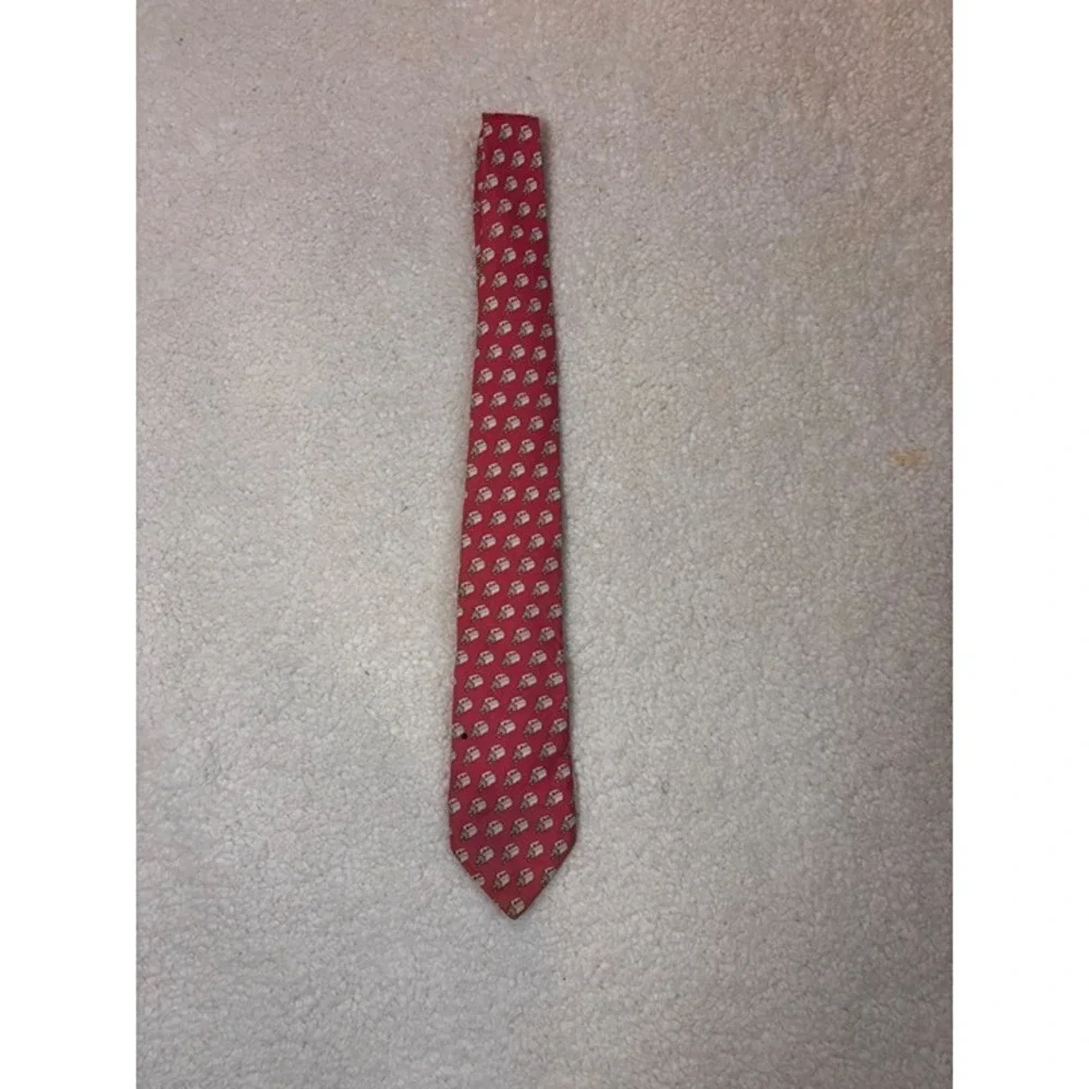 Vineyard Vines Custom Collection Red Necktie With Sailboat Pattern